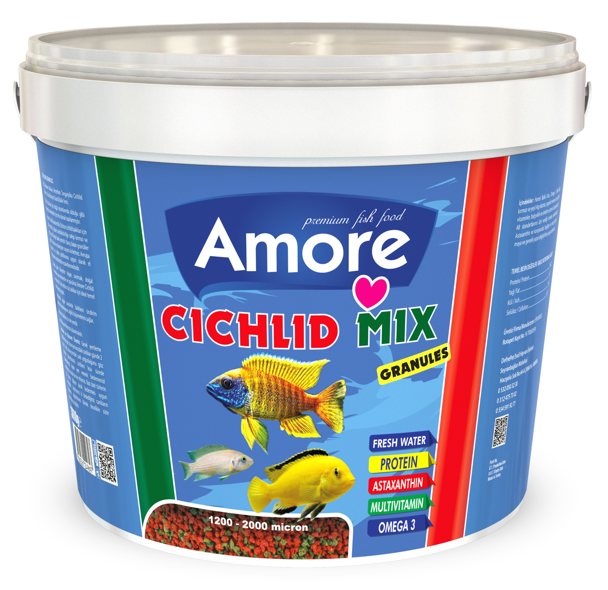 Amore Cichlid Mix Granules 3 Kg Kova Balık Yemi