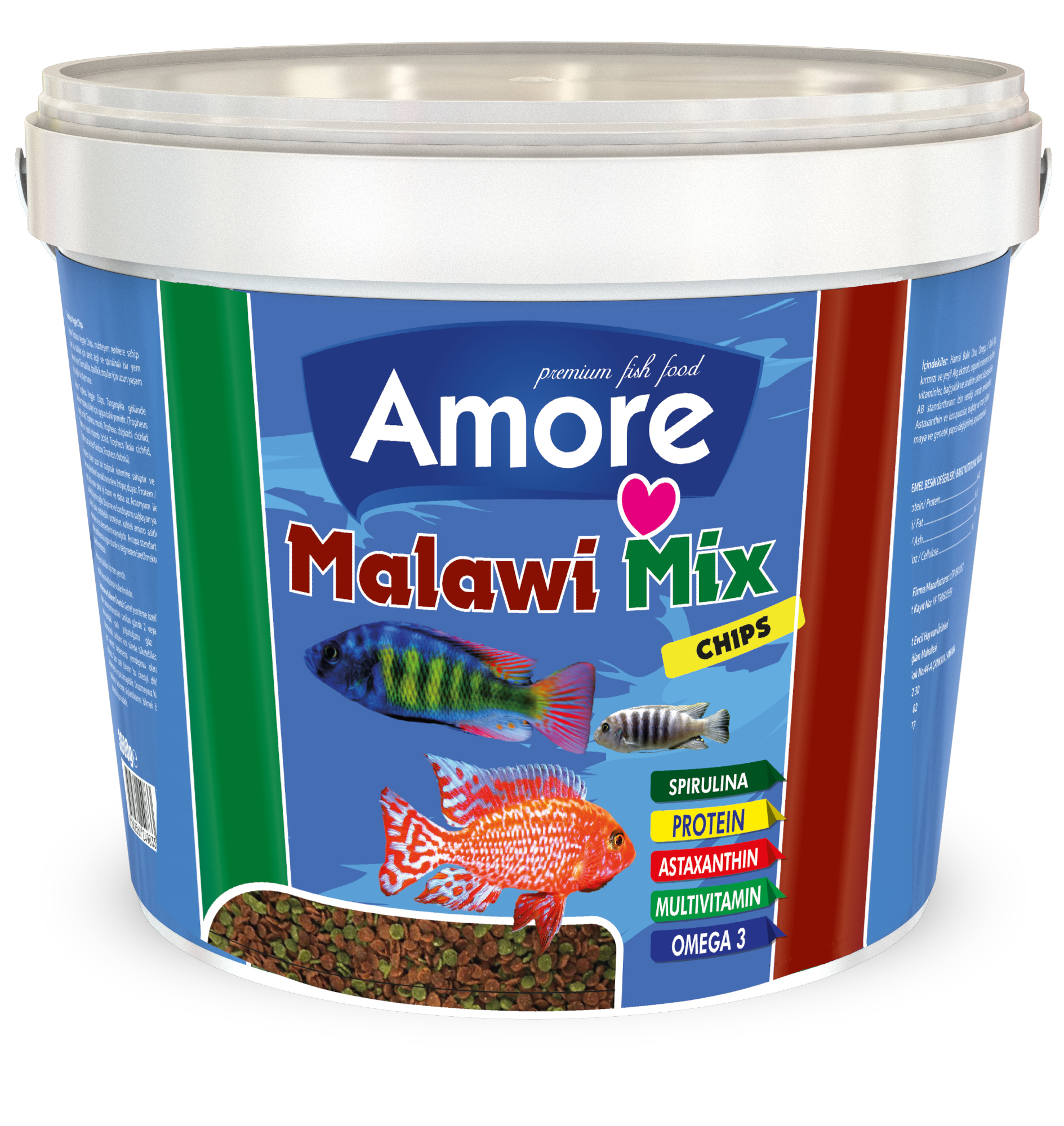 Amore Malawi Mix Chips 3 Kg Kova Balık Yemi
