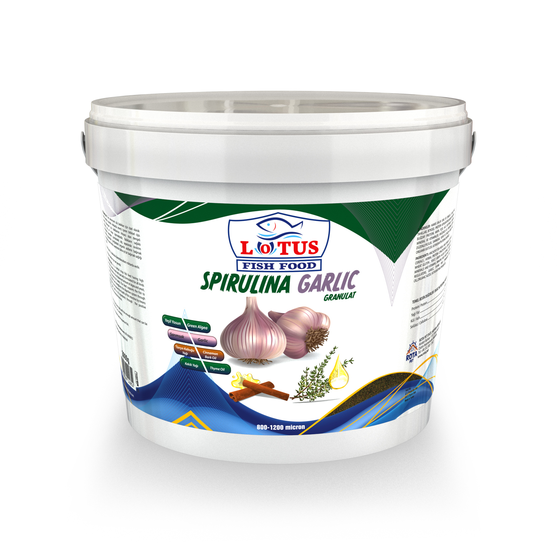 Lotus Spirulina Garlic Granulat 3 Kg Kova Balık Yemi