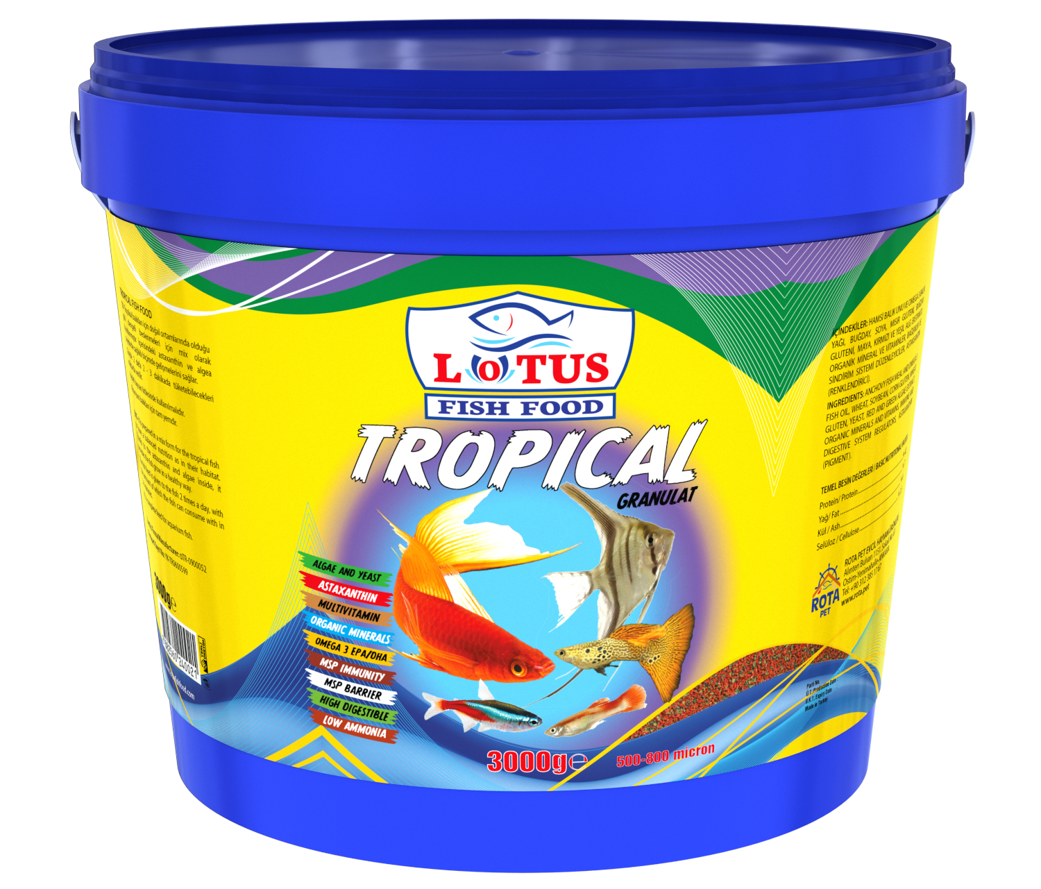 Lotus Tropical Mix Granulat 3 Kg Kova Balık Yemi