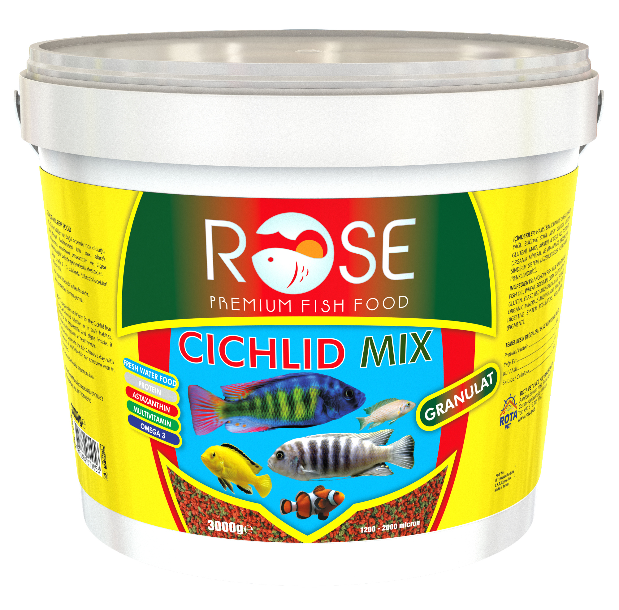 Rose Cichlid Mix Granulat 3 Kg Kova Balık Yemi