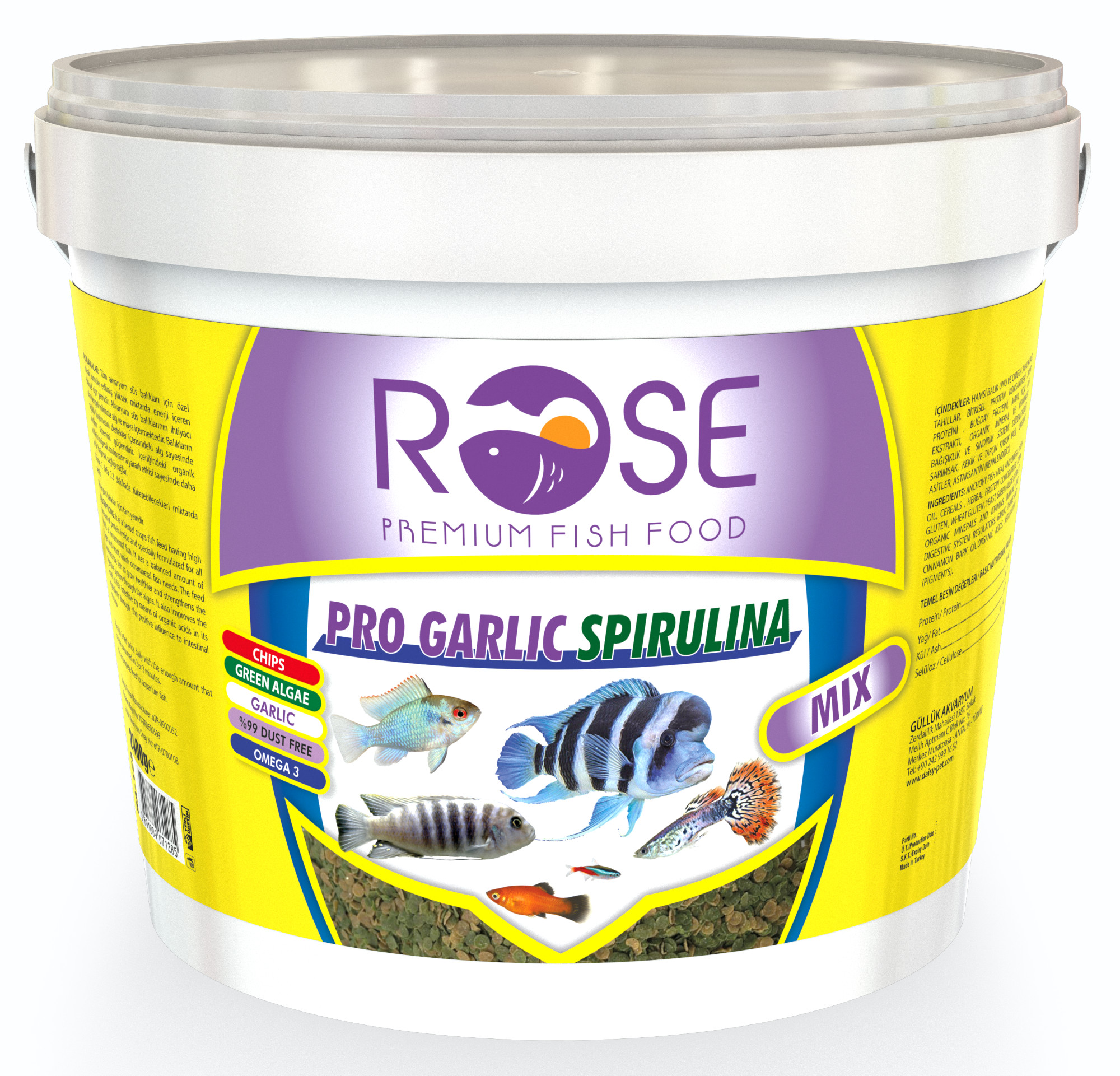 Rose Pro Garlic Spirulina 2.4 Kg Kova Balık Yemi