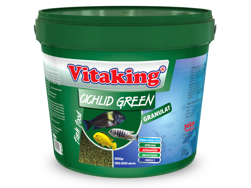 Vitaking Cichlid Green Granulat 3 Kg Kova Balık Yemi