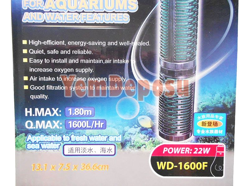 ADA WD-1600F ÇİFT HAZNELİ BİYOLOJİK İÇ FİLTRE (XXL AKVARYUMLAR İÇİN)