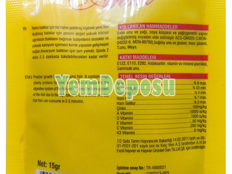 AHM MİCRON GRANUL FOOD YAVRU BALIK BÜYÜTME YEMİ 15 GR ZARF