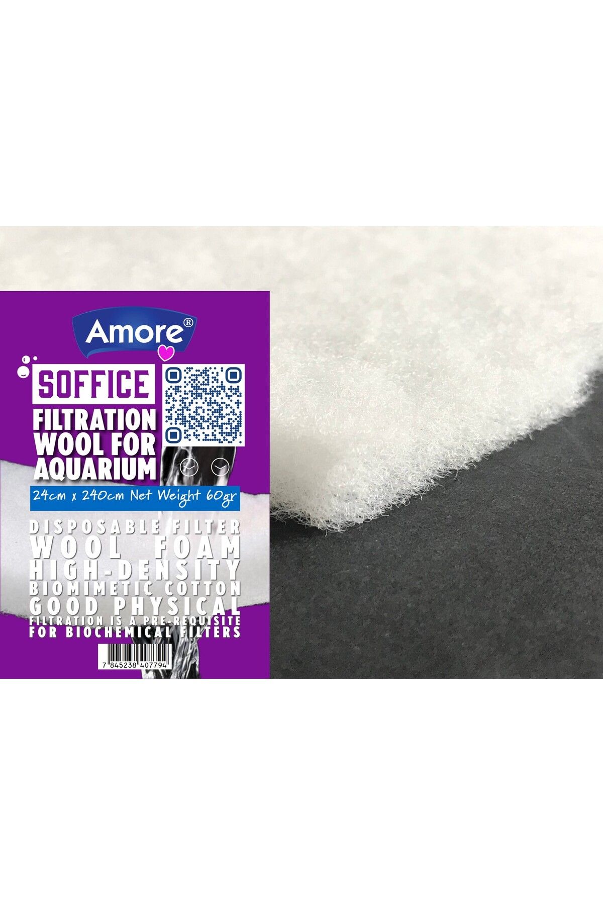 Soffice Akvaryum 60gr Silikonsuz Filtre Elyafı 24x240cm Soffice