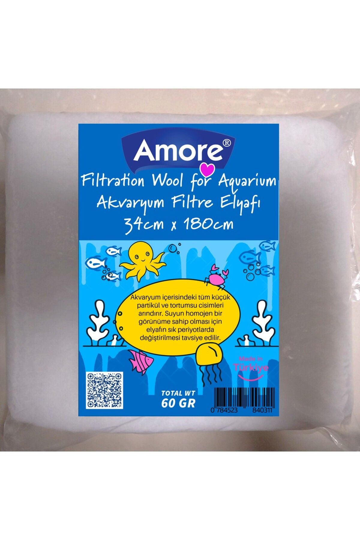 Soffice Akvaryum 60gr Silikonsuz Filtre Elyafi 34cm x 180cm