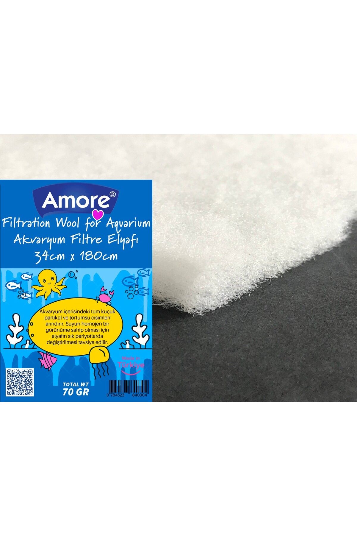 Soffice Akvaryum 70gr Silikonsuz Filtre Elyafı 34cm X 180cm