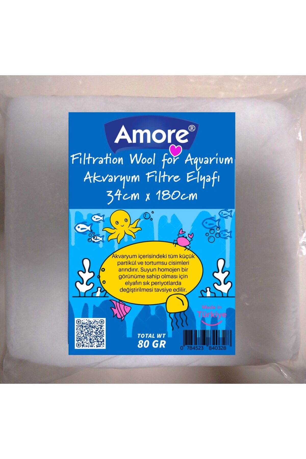 Soffice Akvaryum 80gr Silikonsuz Filtre Elyafi 34cm x 180cm