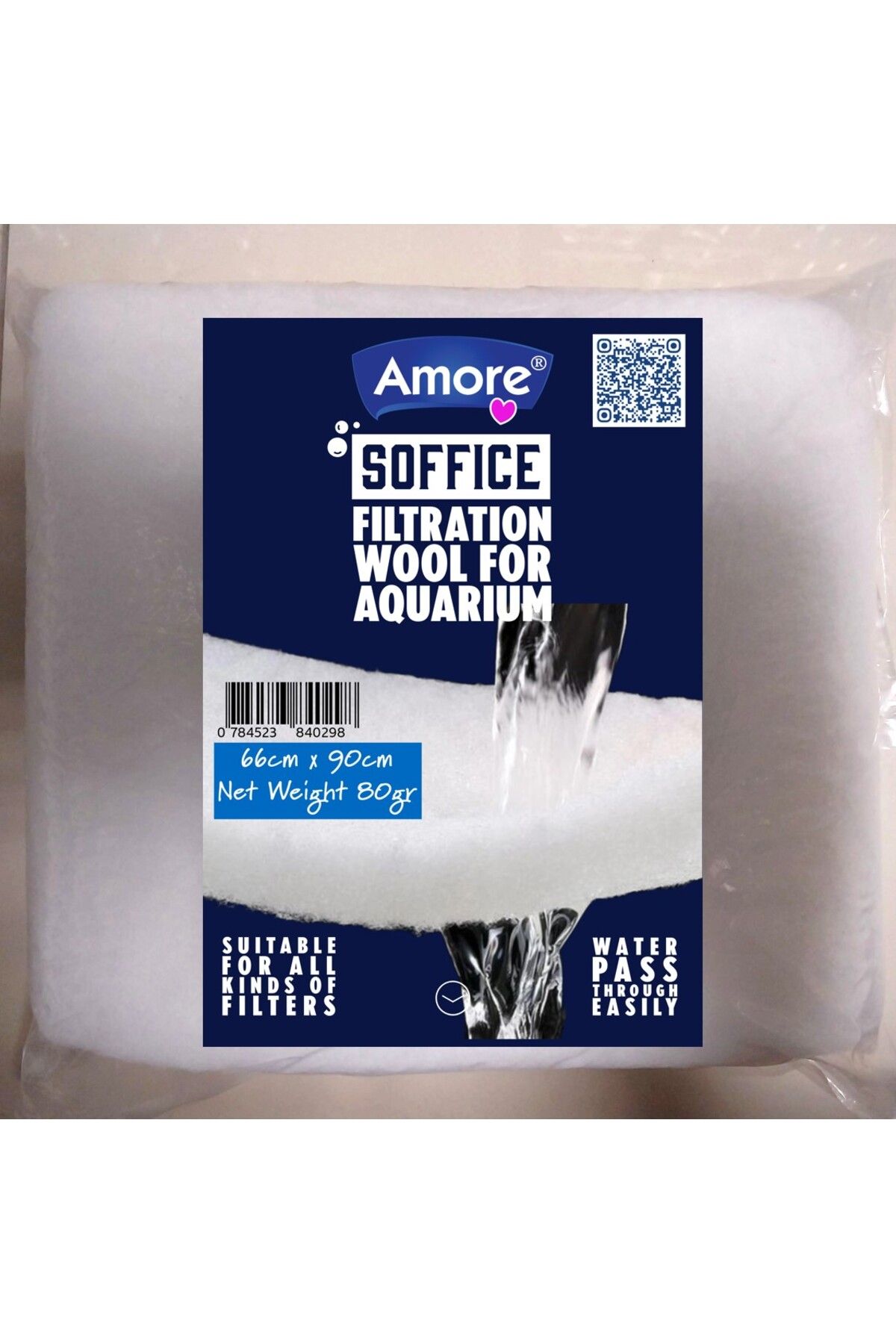 Akvaryum Silikonsuz Filtre Elyafı 66cm x 90cm Soffice-80gr
