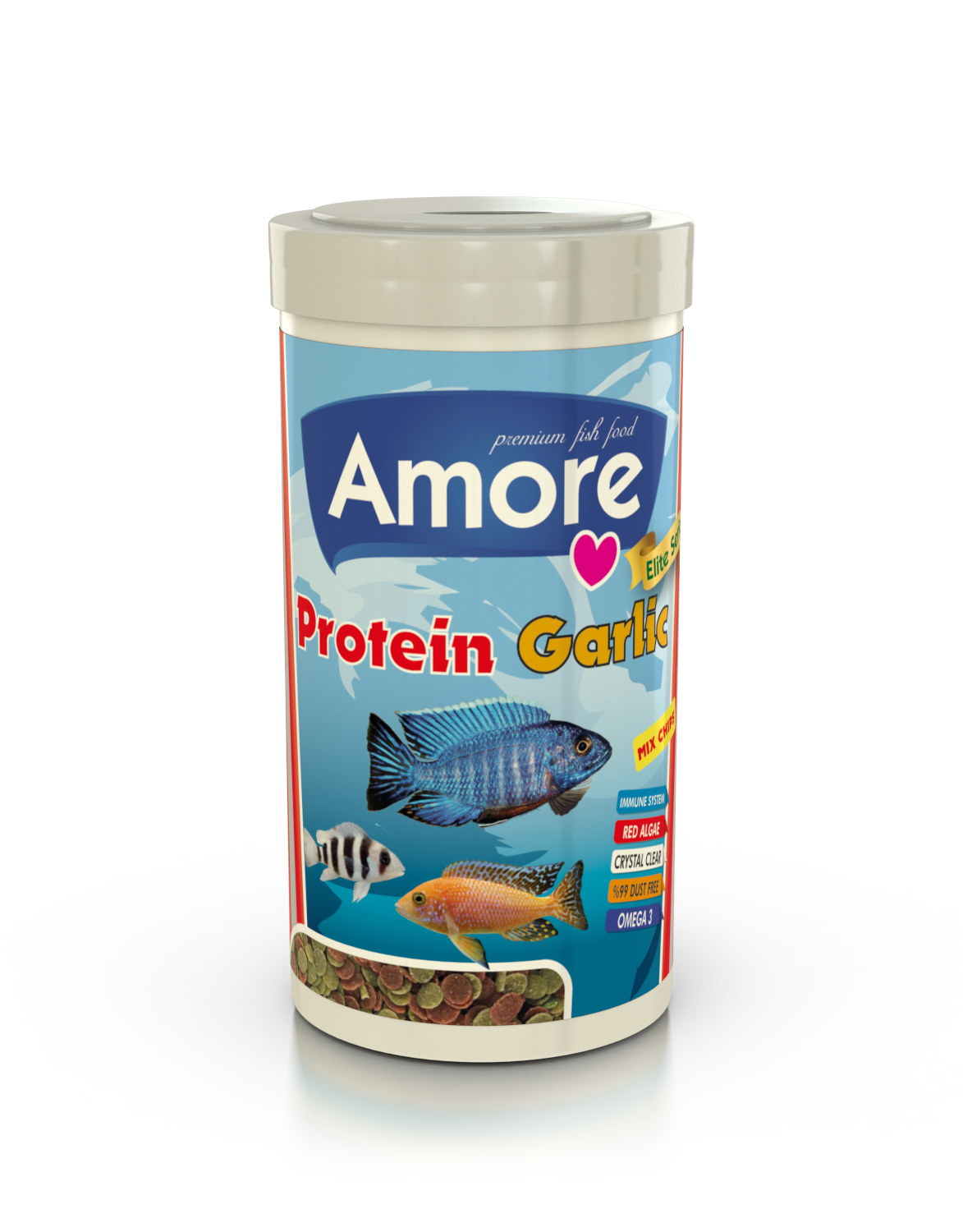 Amore Akvaryum Taban Bitkisi 25x25cm + Amore Protein Garlic Pro Chips 250ml Kutu Balık Yemi