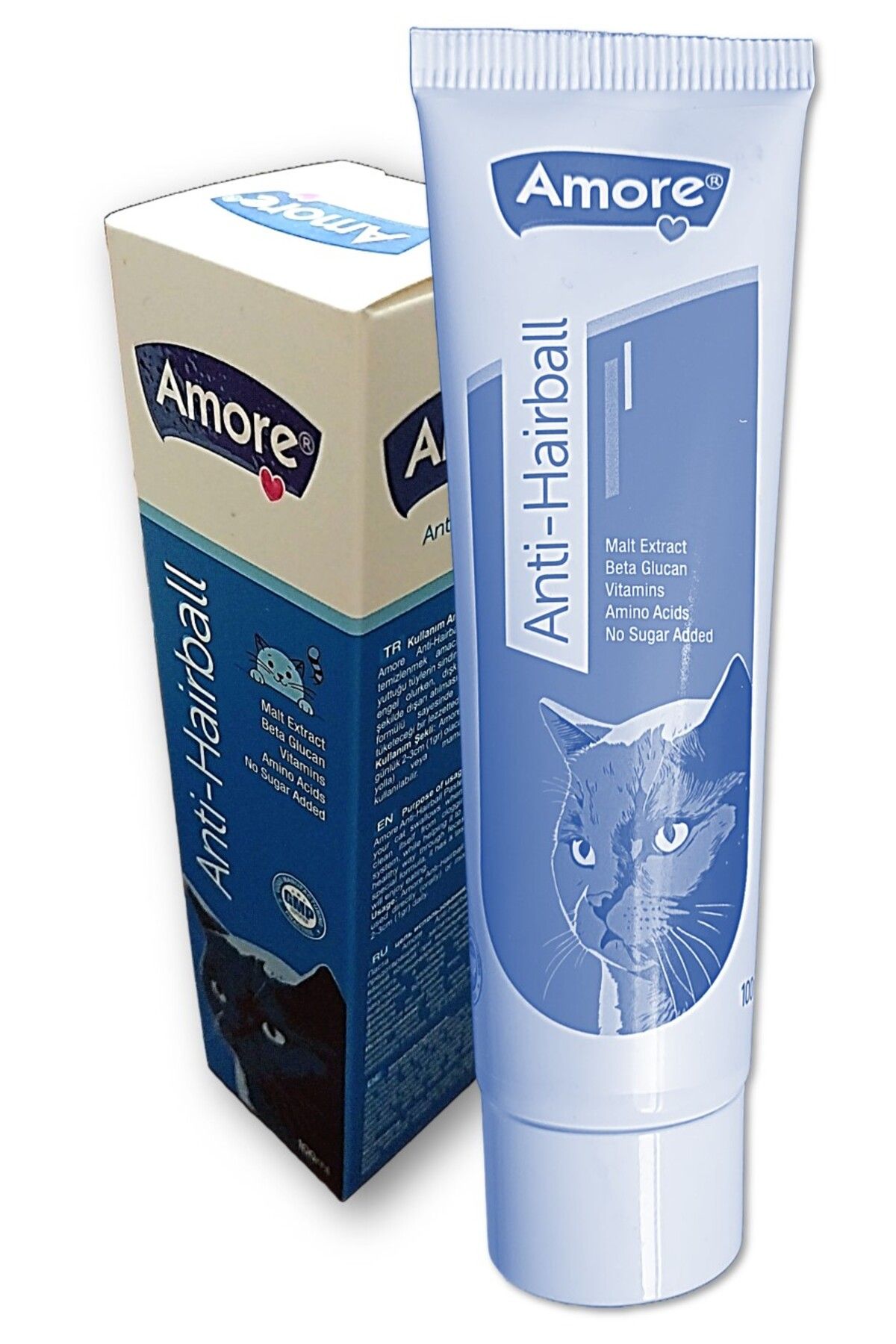 Amorecat Anti Hairball Leziz Kedi Maltı, Tüy Yumağı, Malt, Taurin, Beta Glucan Sugar Free Cat Vitamine 100ml
