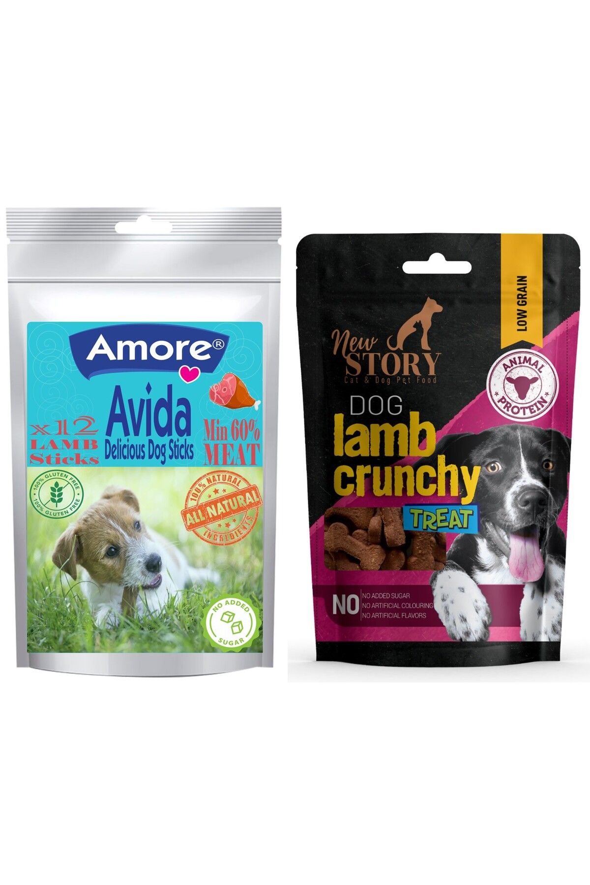 Amoredog Avida 12li Dog Lamb Sticks, Kemik şeklinde 80gr Yumuşacık Köpek ödülü Lamb Crunchy