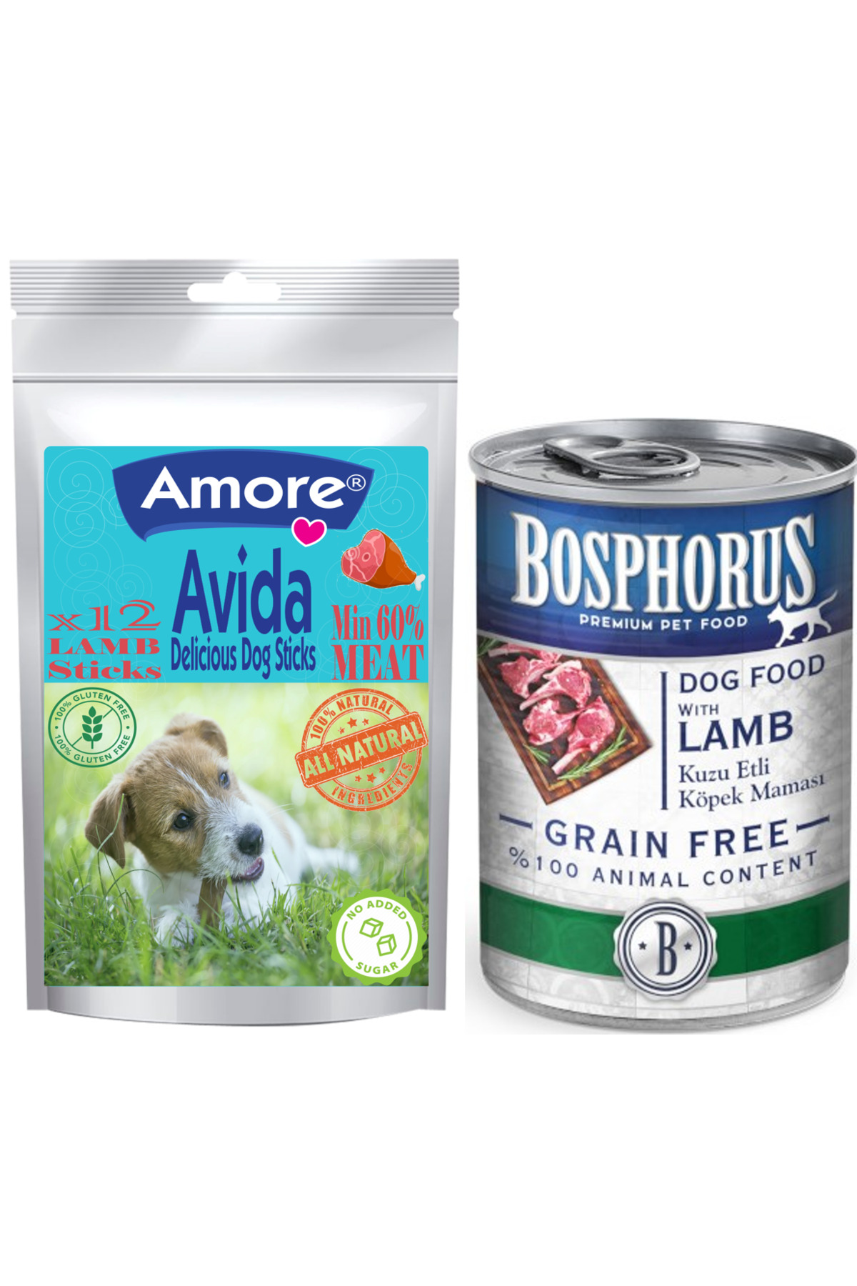 Amoredog Avida 12li Kuzu Etli Sticks Kopek Odulu Ve Bosphorus Dog Lamb Konserve