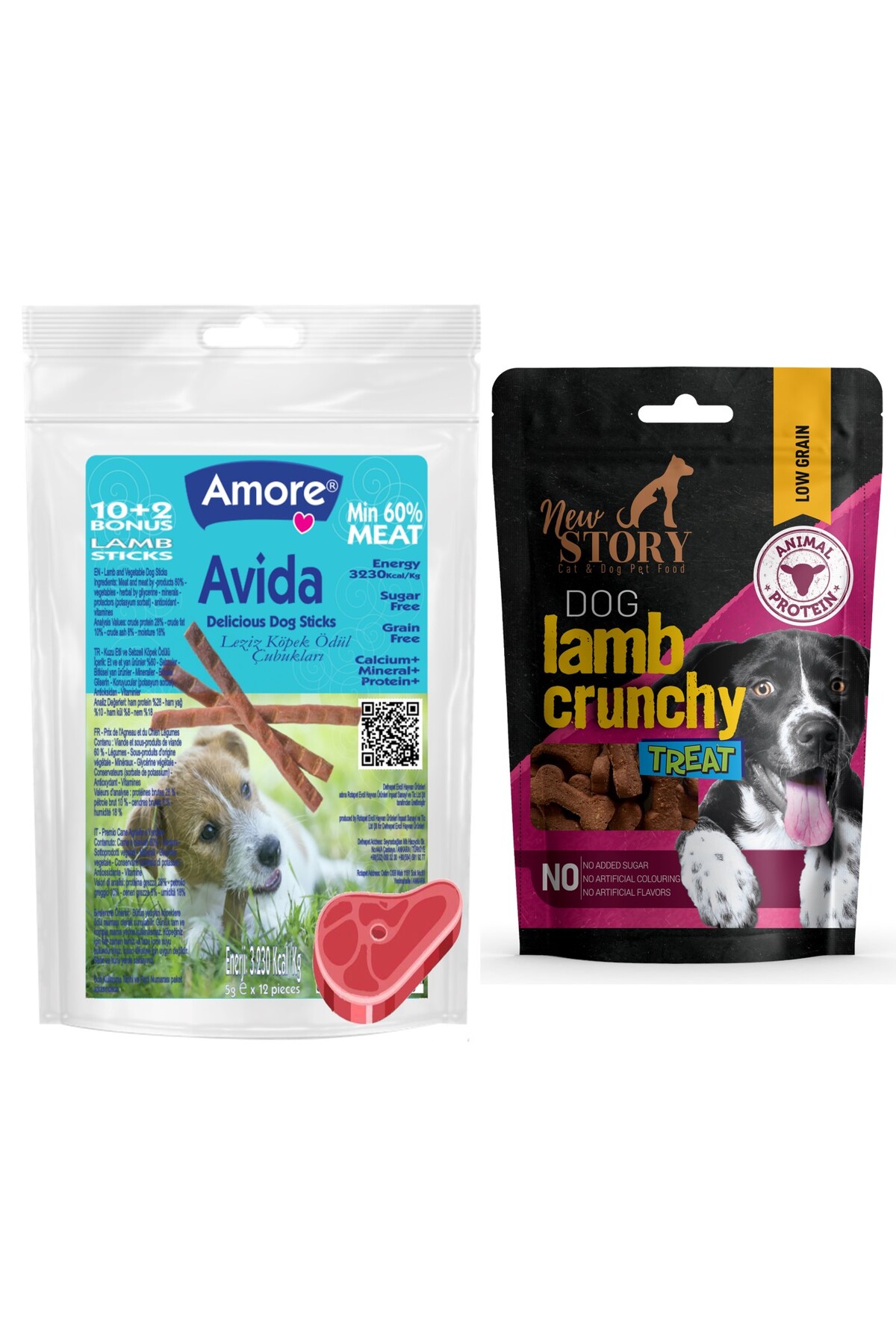 Amoredog Amore Avida 12li Kuzu Etli Tahilsiz Sticks, Lamb Crunchy 80gr Kopek Odul Mamasi