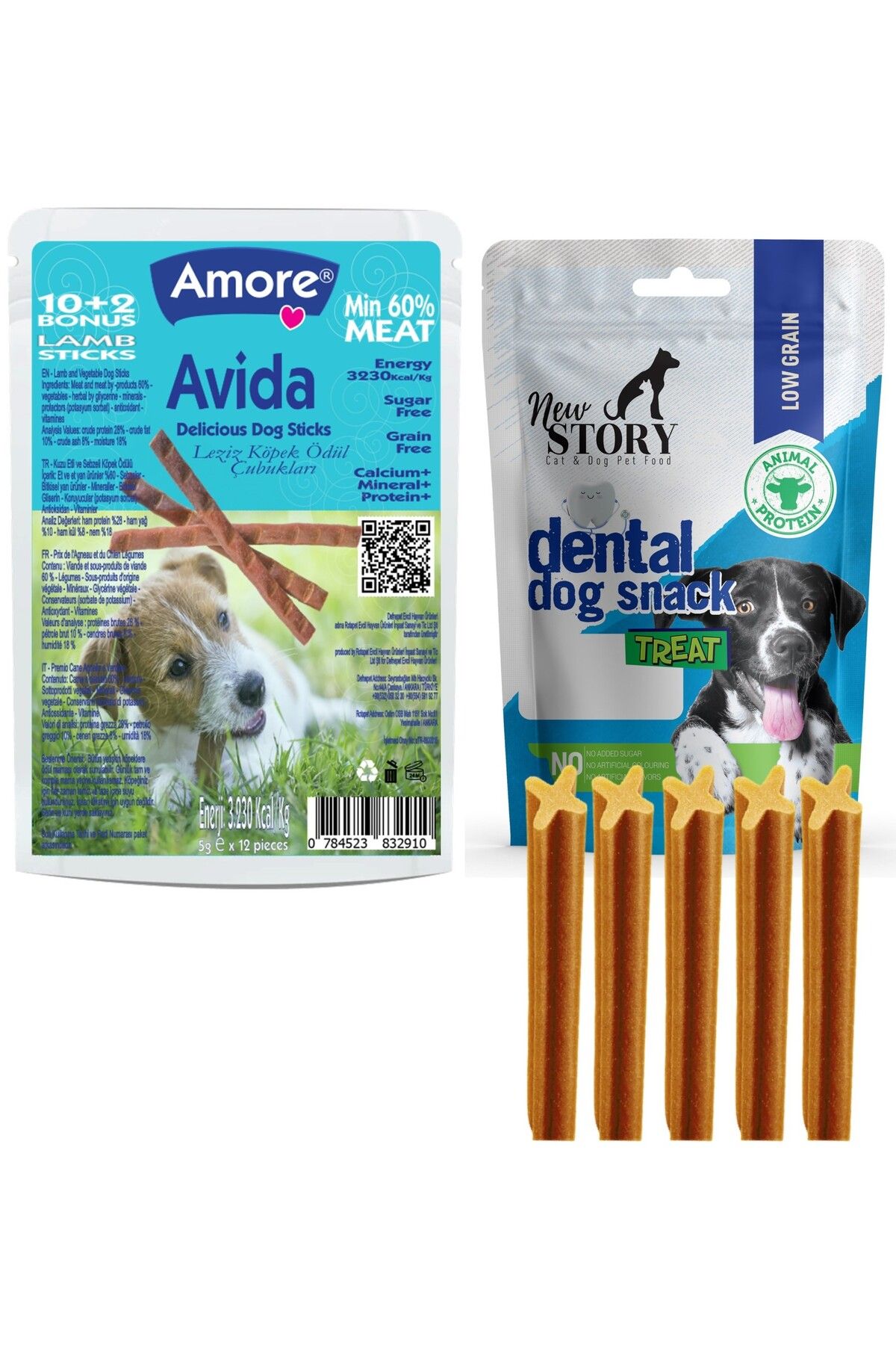 Amoredog Avida 12li Sticks, New Story 80gr Dental Köpek ödül çubuğu Ağız Diş Eti Anti Tartar Koku Azaltıcı