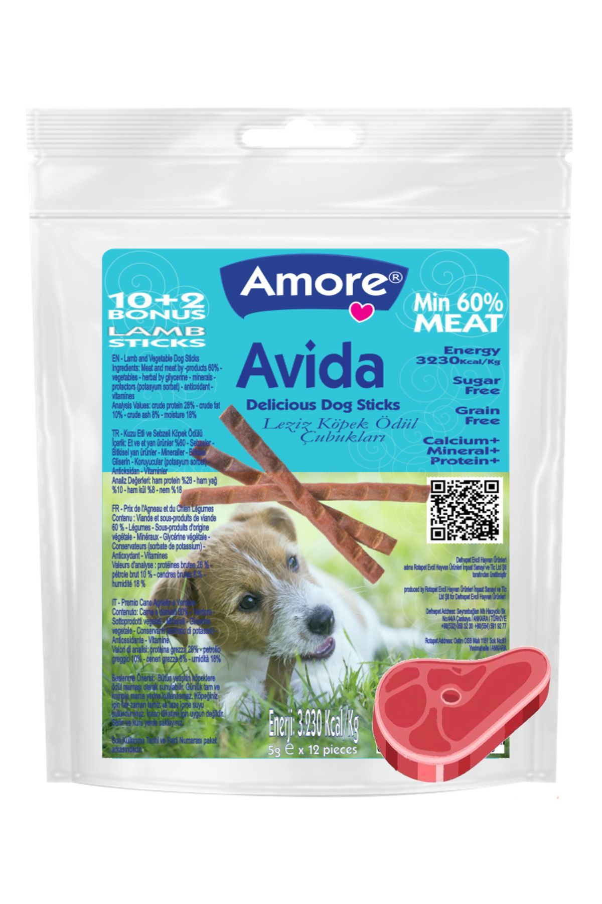 Amore Avida 24 Kuzu Etli Sticks ve Glikozamin Tablet, Dog Lamb Kopek Odul Mamasi, Osso 72 Glucosamine Tabs