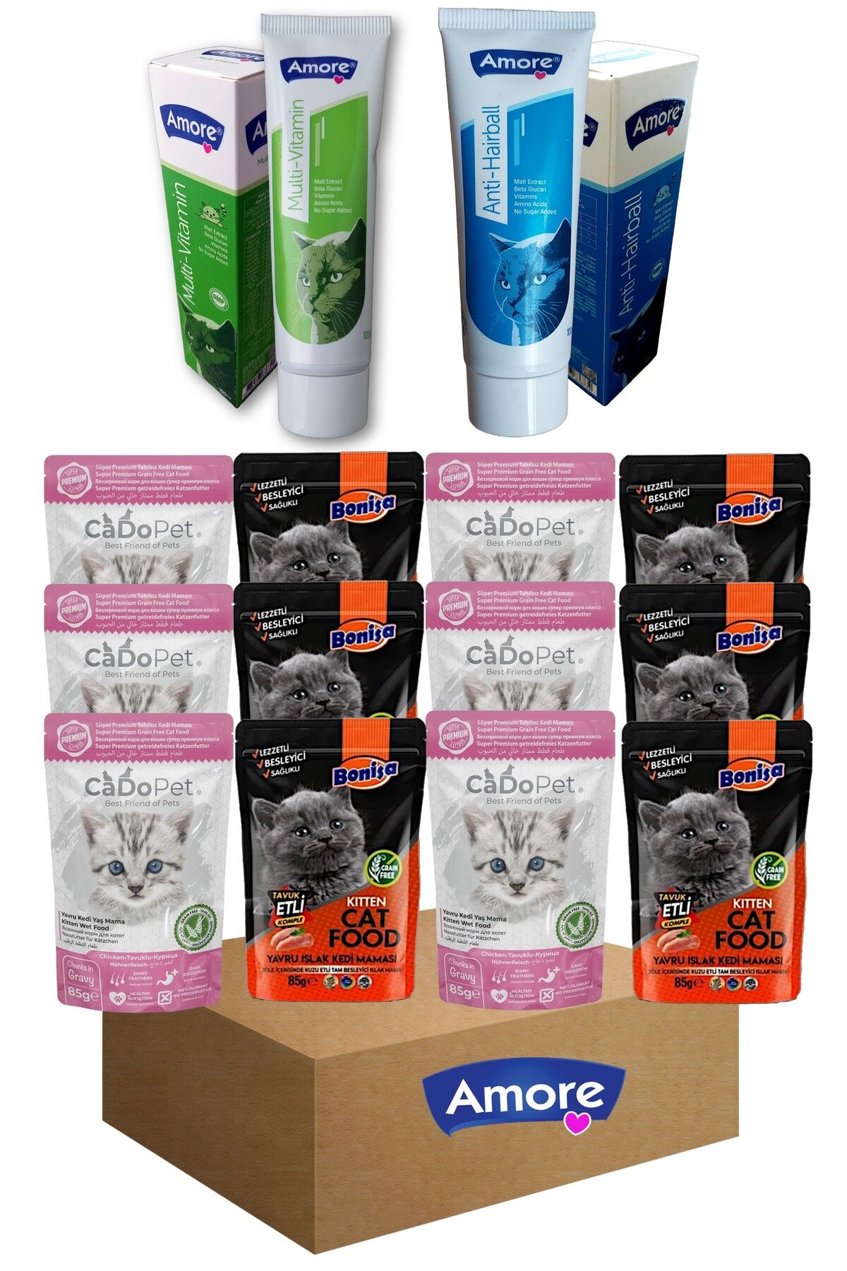 Bonisa Avida-kitten-treats-1 Yavru Kedi ödül Maması Paketi 12-punch,2-malt