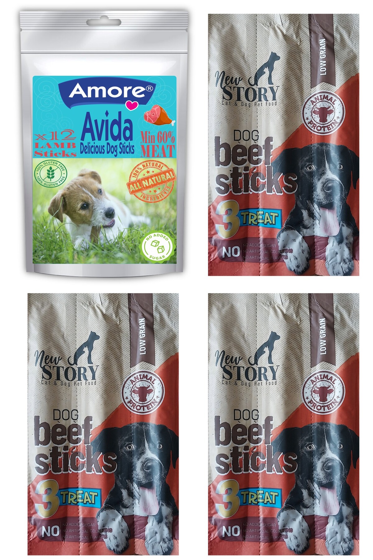 Amoredog Avida Lamb 12li Kopek Kuzu Etli Odul Sticks, New Story Beef Sticks Extra 3 Adet 3lu 11gr