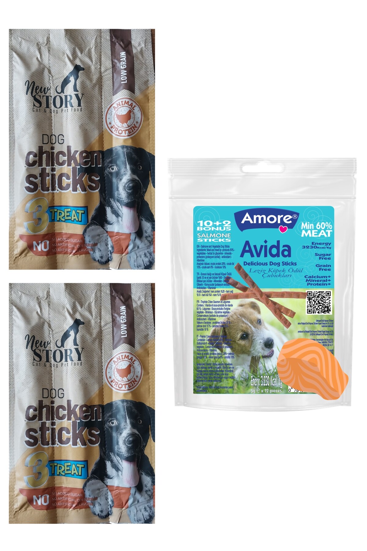 Amoredog Avida Salmone 12li Somonlu Kopek Odul Sticks, New Story Chicken Sticks Extra 2 Adet 3lu 11gr