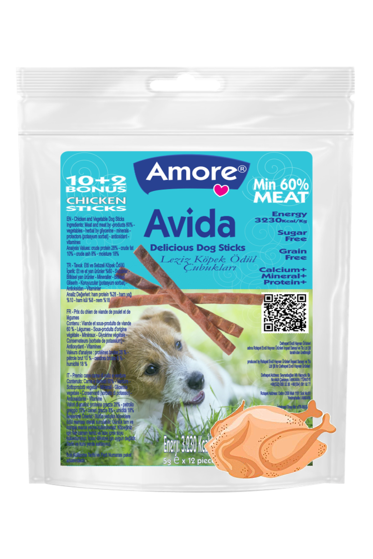 Amore Avida Trio 36 Mix Sticks ve Amore Cinko Biyotin Tableti, Kopek Odul Mamasi, 72 Brewers Biotin Tabs