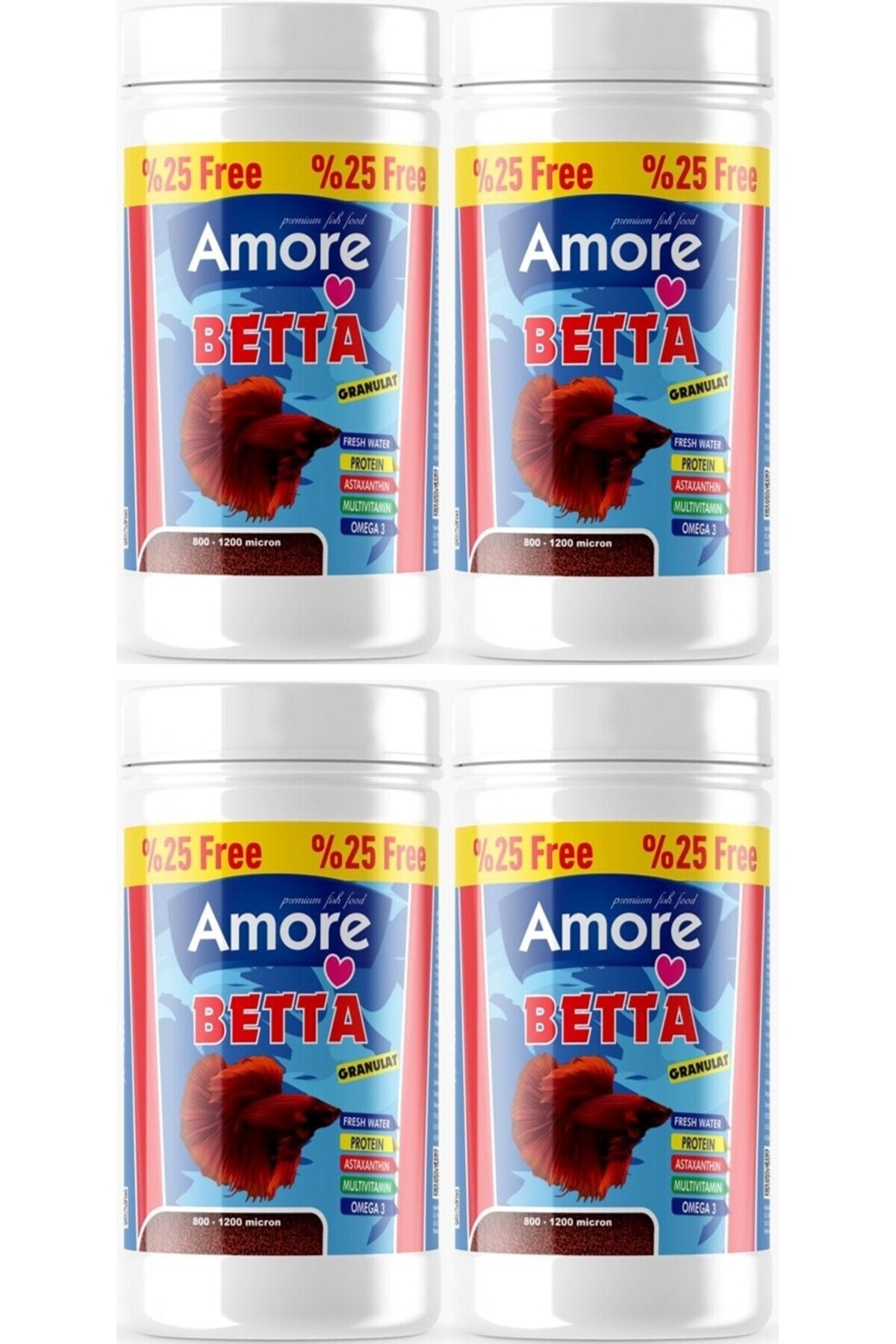 Amore Beta Baligi Yemi 4 Adet 125 Ml Kutu Akvaryum Granul Balik Yemi