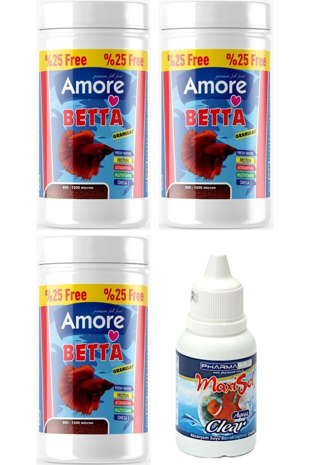 Amore Beta Balik Granul Yemi 3 Adet 125 Ml Ve Berraklastirici Seti