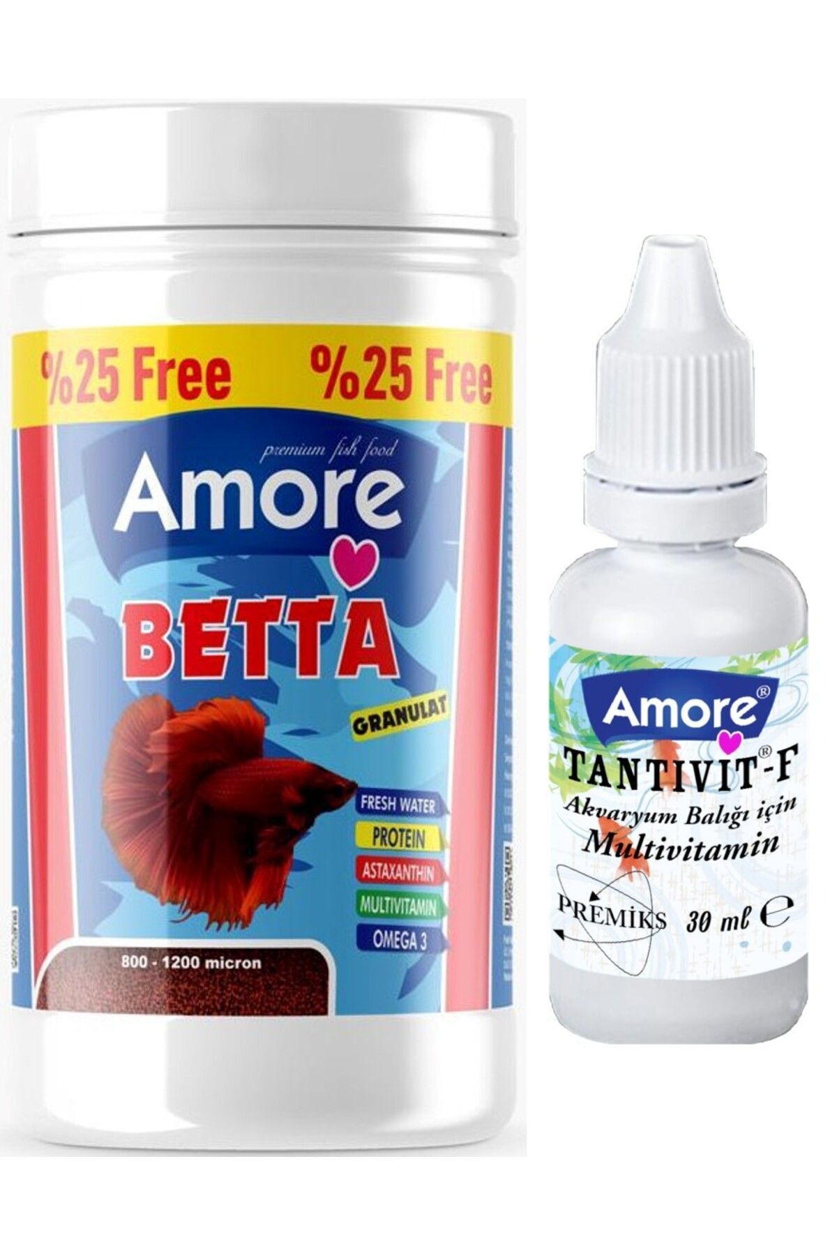 Amore Betta Granules 125ml, Rose 100ml Beta Balığı Yemi, Multivitamin