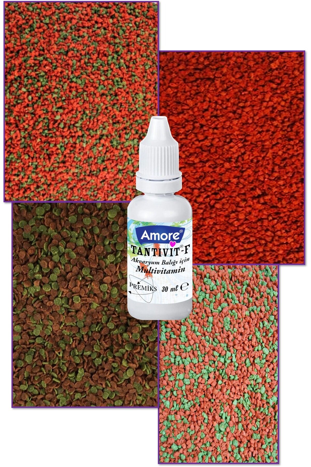 Cichlid Mix Granules,Discus Bits,Malawi Chips,AHM Red Green 4-Mix-740gr Balık Yemi,Multivitamin
