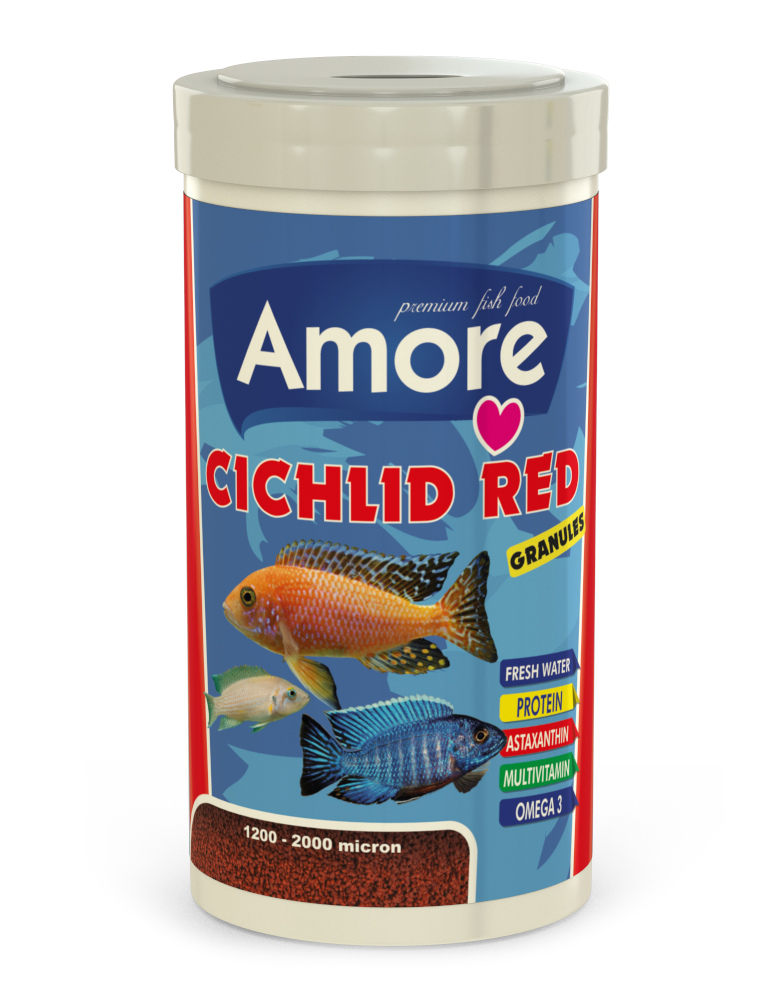 Amore Cichlid Red 1000ml + BlueFeel Green 250ml + Lotus Spirulina Garlic 100ml Kutu