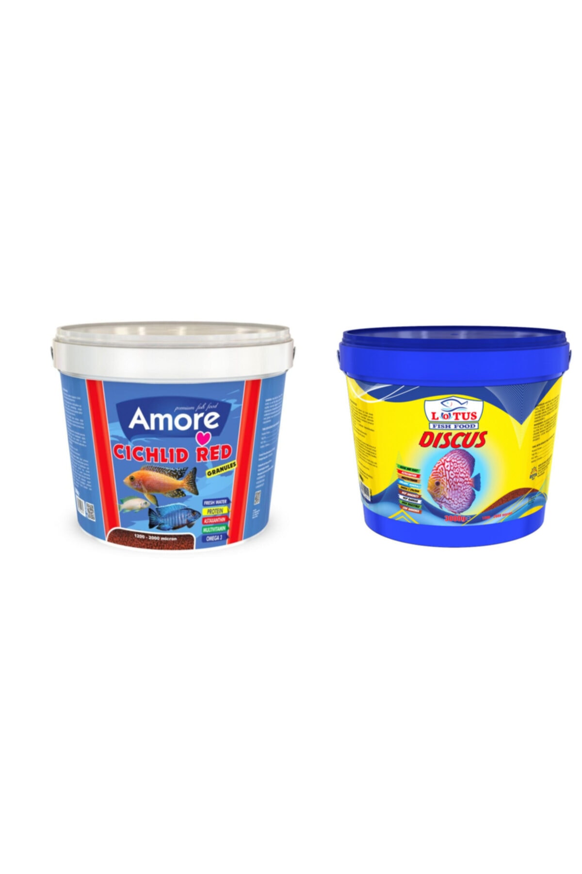 Amore Cichlid Red Granules ve Lotus Discus Kova 3+3 Kg