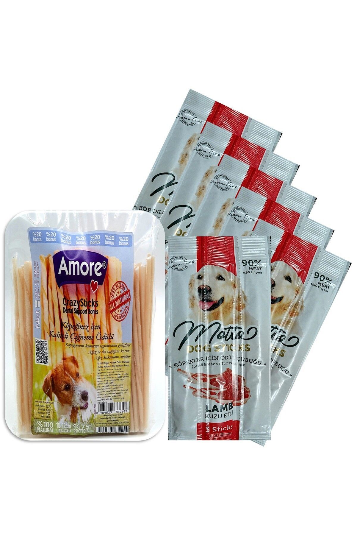 Amoredog Crazy-sticks 72li Burgu çubukları, Motto Küçük ırk Dog Lamb ödül Sticks 6 Adet 3lü