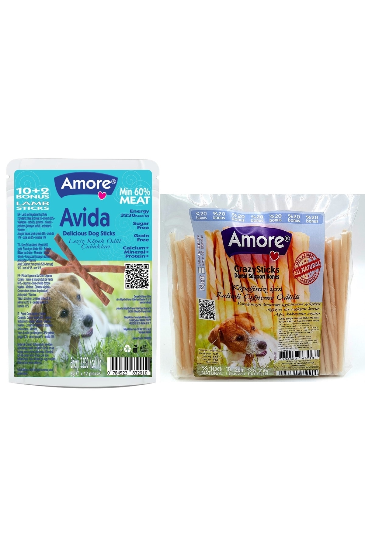 Amoredog Crazydog Kopek Cigneme Cubuklari 114lu Ve Avida Sticks 12li Kuzu Etli Kopek Odulu