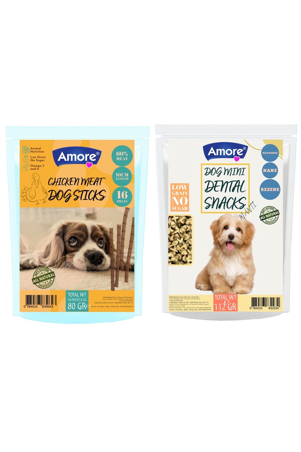 Amoredog Diş Sağlığı Ağız Kokusu Mini Dental 112g Atıştırmalık Köpek ödülü, 16lı Chicken-meat Sticks