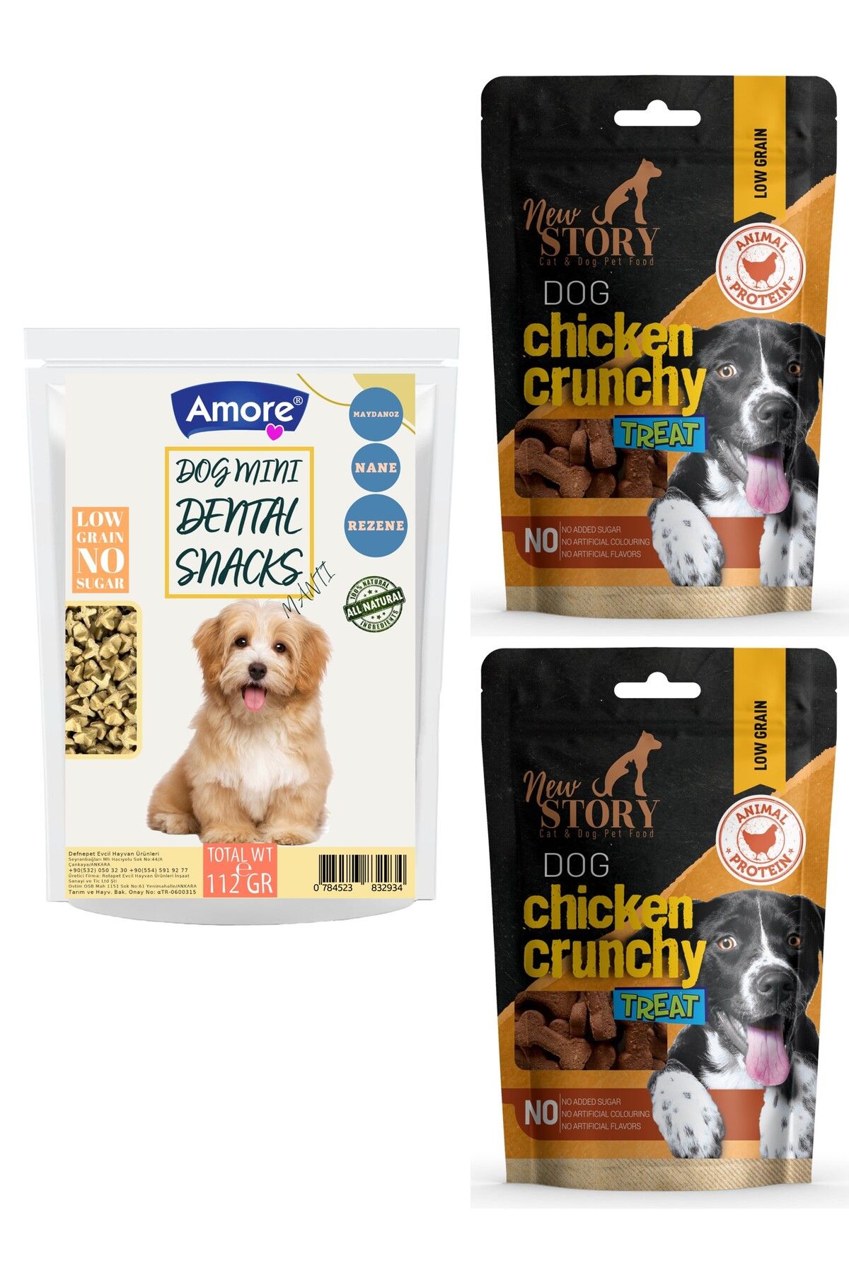 Amoredog Diş Sağlığı Ağız Kokusu Mini-dental Atıştırmalık Köpek ödülü, 2 X Chicken-crunchy Snack