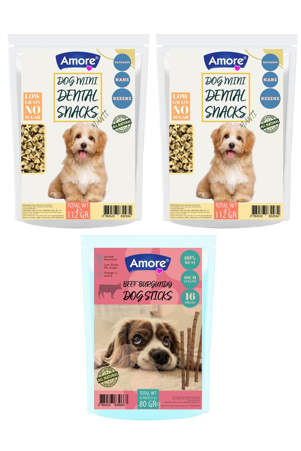 Amoredog Diş Sağlığı Mini-dental-mantı 2x112 Gr Ağız Kokusu ödül Maması, Beef 16lı Burgundy Dog-sticks
