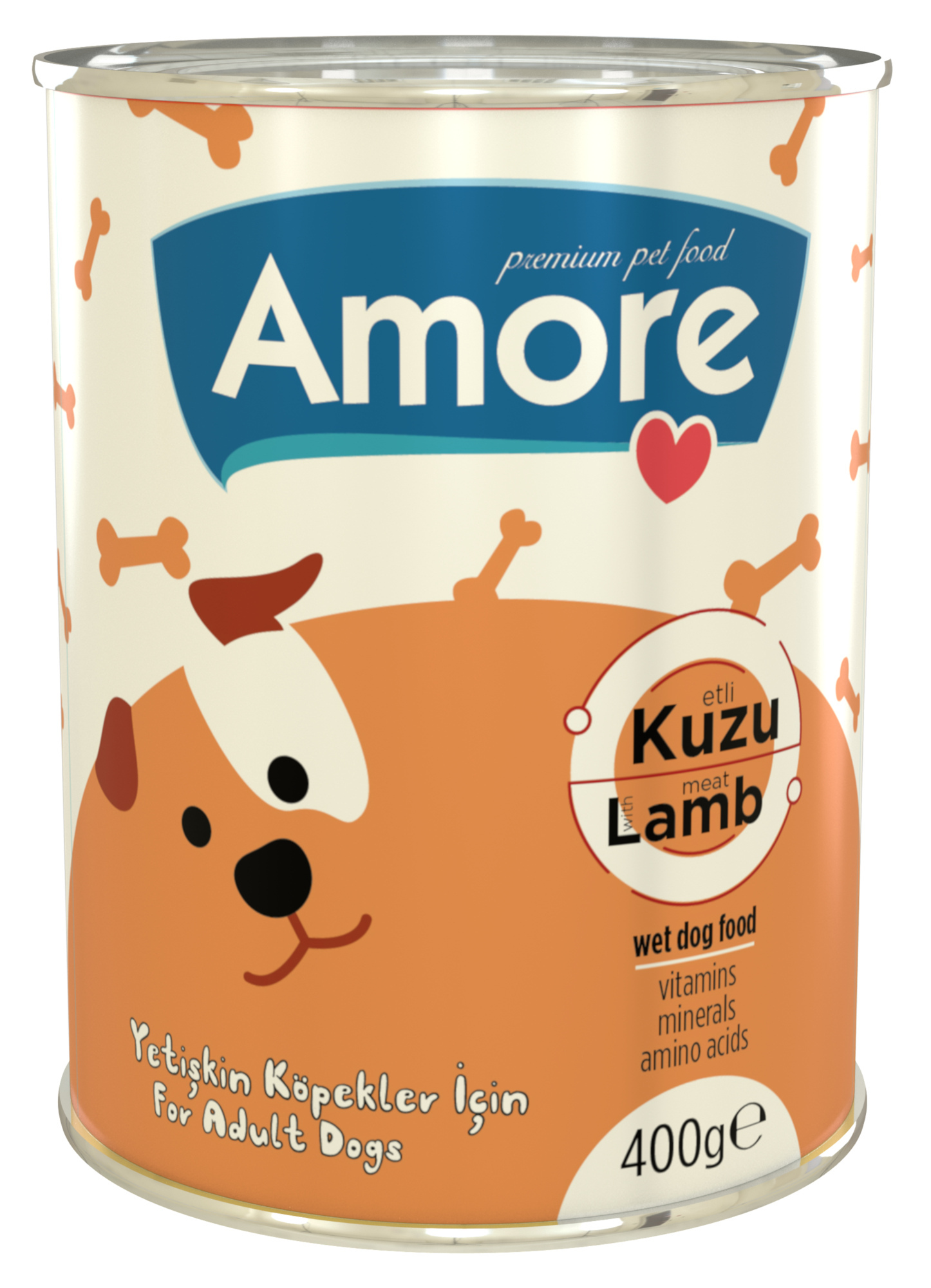 Amore Dog Lamb Kuzu ve Sığır Parça Etli Yetişkin Köpek Konservesi 3 + 3 Adet