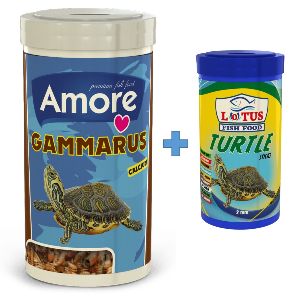 Amore Gammarus 1000ml + Lotus Turtle Sticks 250ml Sürüngen Ve Kaplumbağa Yemi