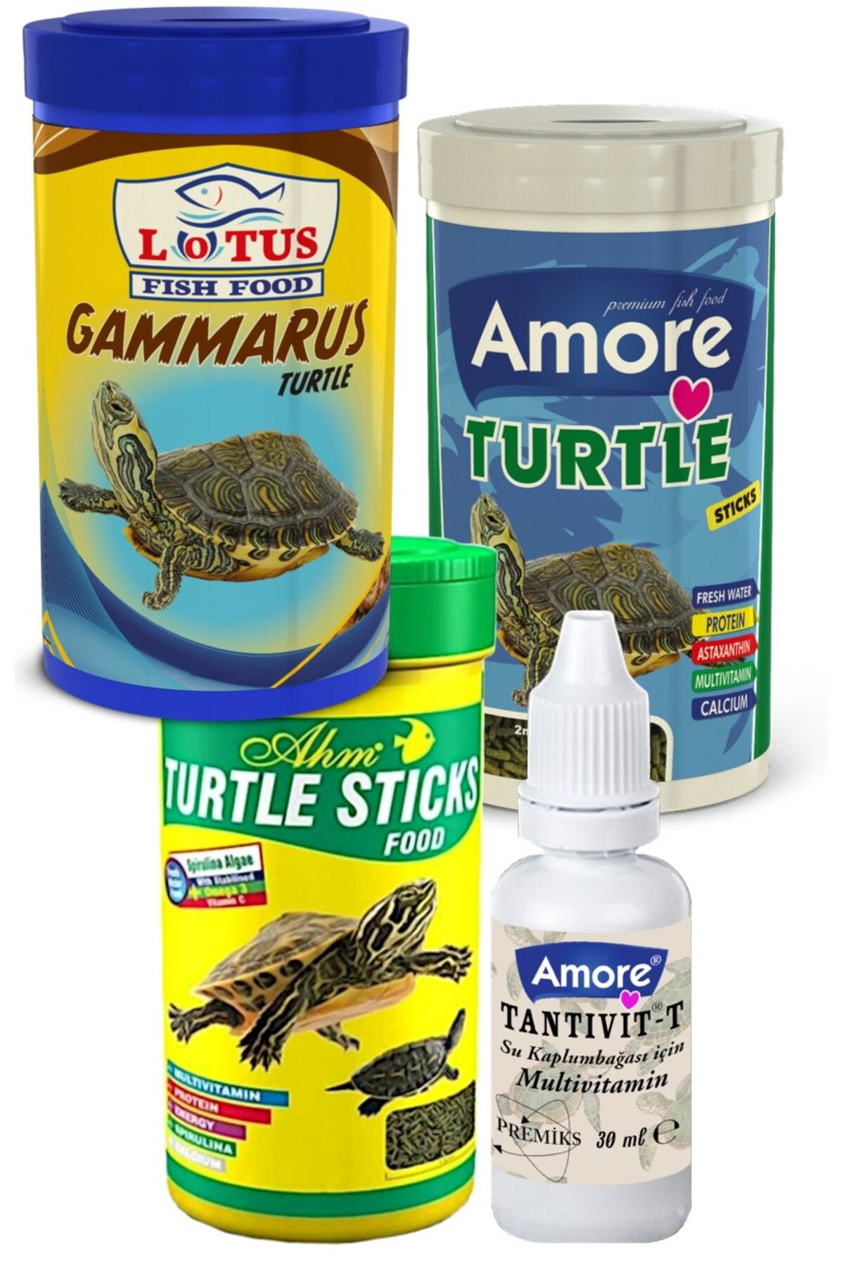 Gammarus 250ml, Turtle Calcium Sticks 250ml Amr,AHM Su Kaplumbağası Yüzen Yemi, Multivitamin