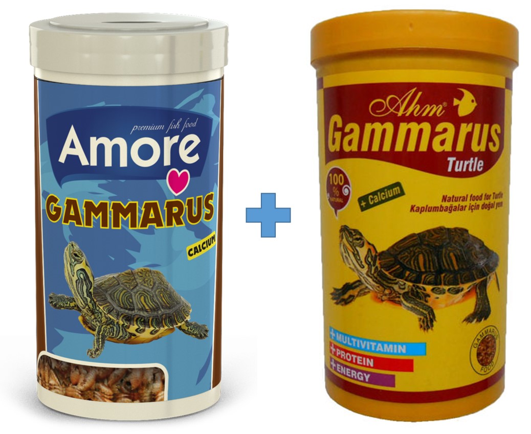 Amore Gammarus Turtle 250 ml + AHM Gamarus 250 ml Kutu Kaplumbağa Sürüngen Yemi