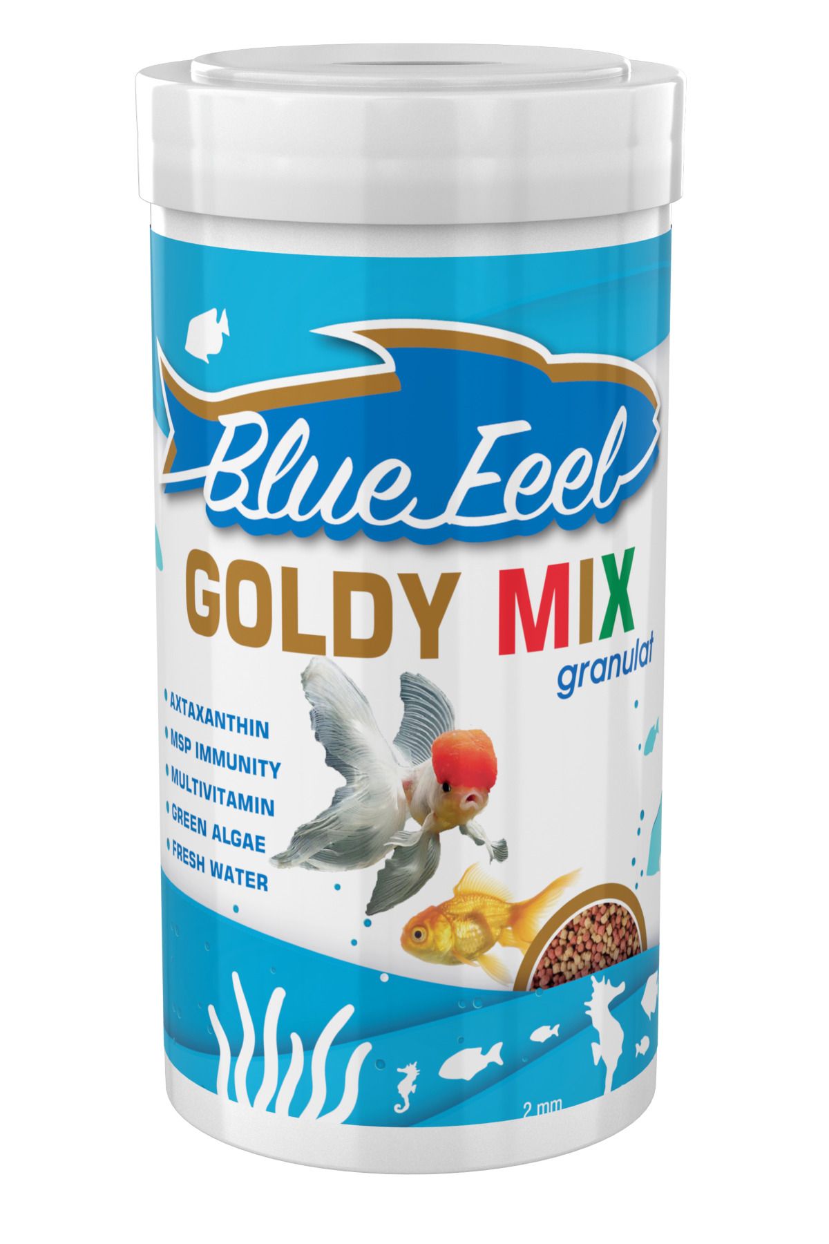 Blue Feel Goldy Mix 1000ml Karışık Granül Japon Balığı Yemi Bluefeel, Gold Mix 125ml, Multivitamin