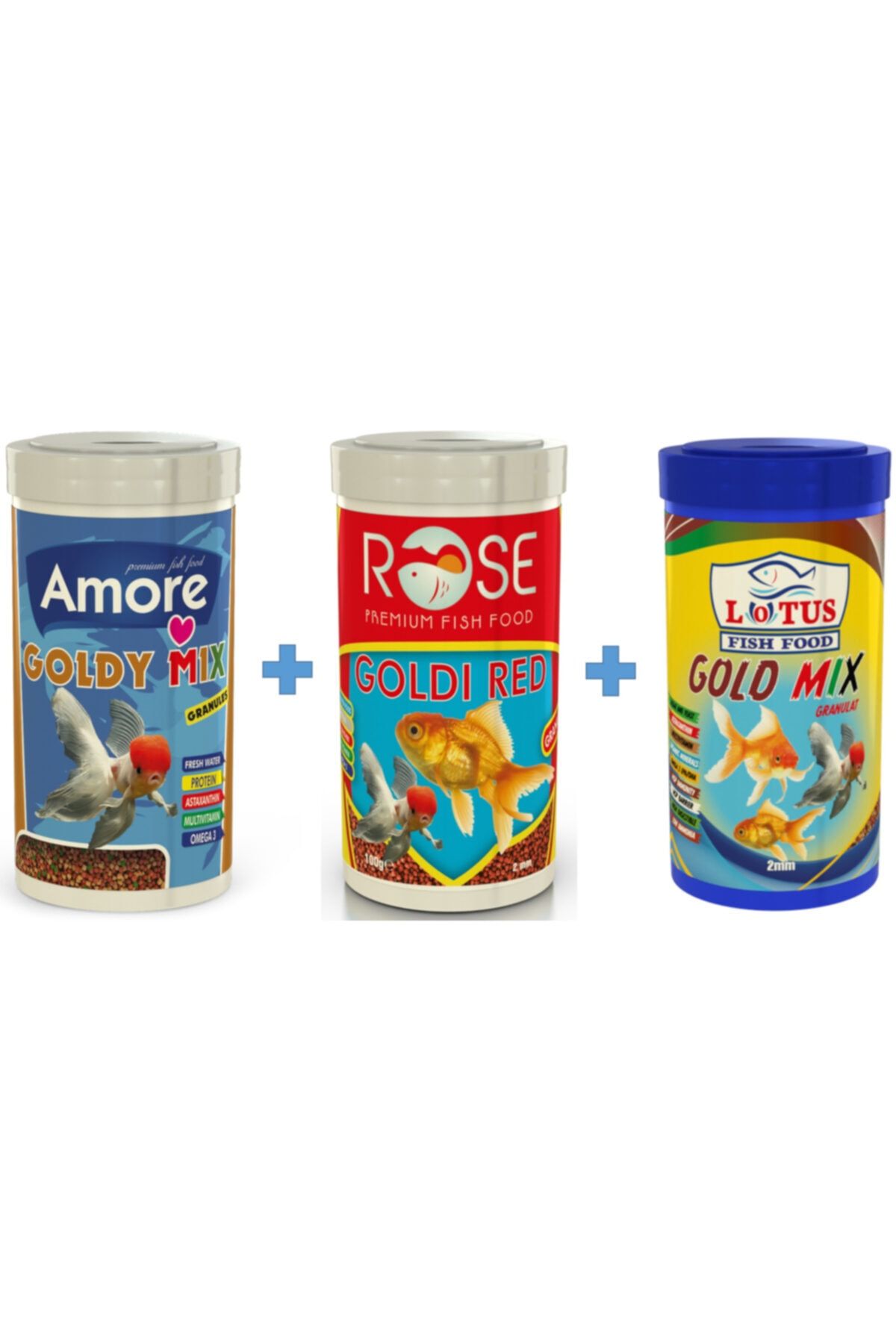 Amore Goldy Mix 250ml + Rose Goldi Red 250ml + Lotus Gold Mix 250 Ml Kutu Japon Baligi Yemi