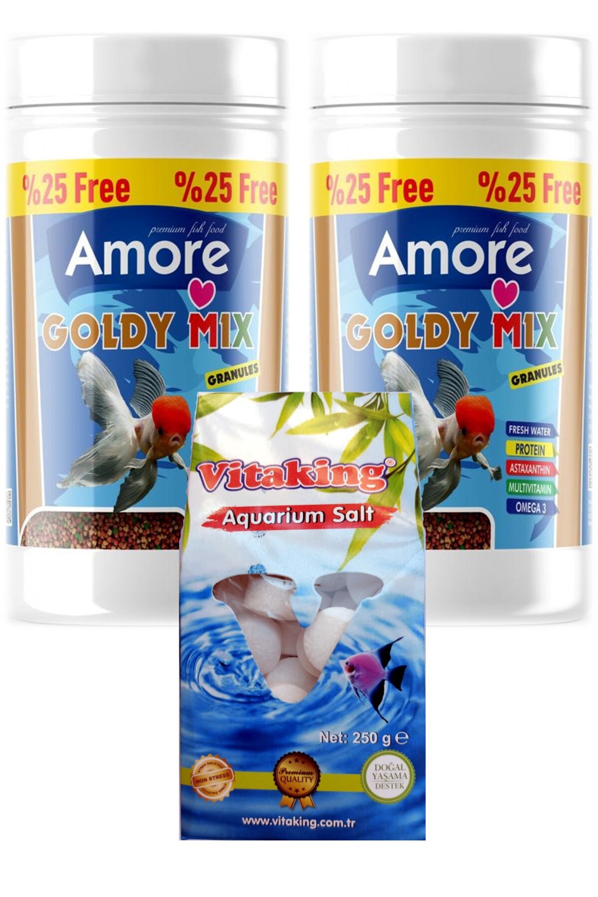 Amore Goldy Mix Granules 2 X 125 Ml Kutu Japon Balik Yemi Ve Akvaryum Temizligi Kaya Tuzu Tabletleri