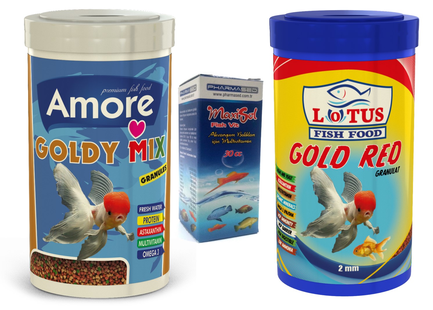 Amore Goldy Mix Granules Ve Red 1000ml Japon Balığı Yemi, Vitamin
