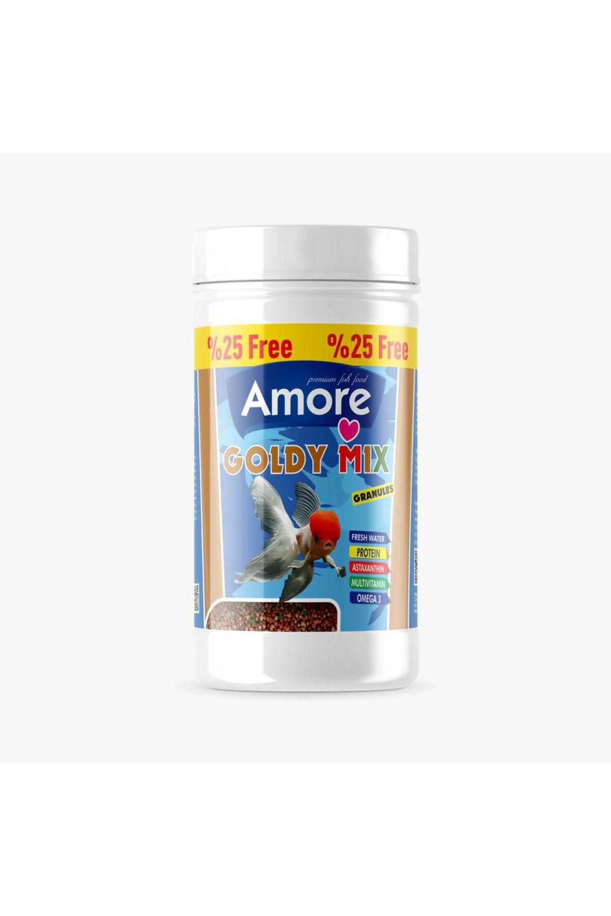 Amore Goldy Mix %37 Yuksek Protein 250 gr Easy-Fill-Pack ve 125 ml Granul Japon Balik Yemi