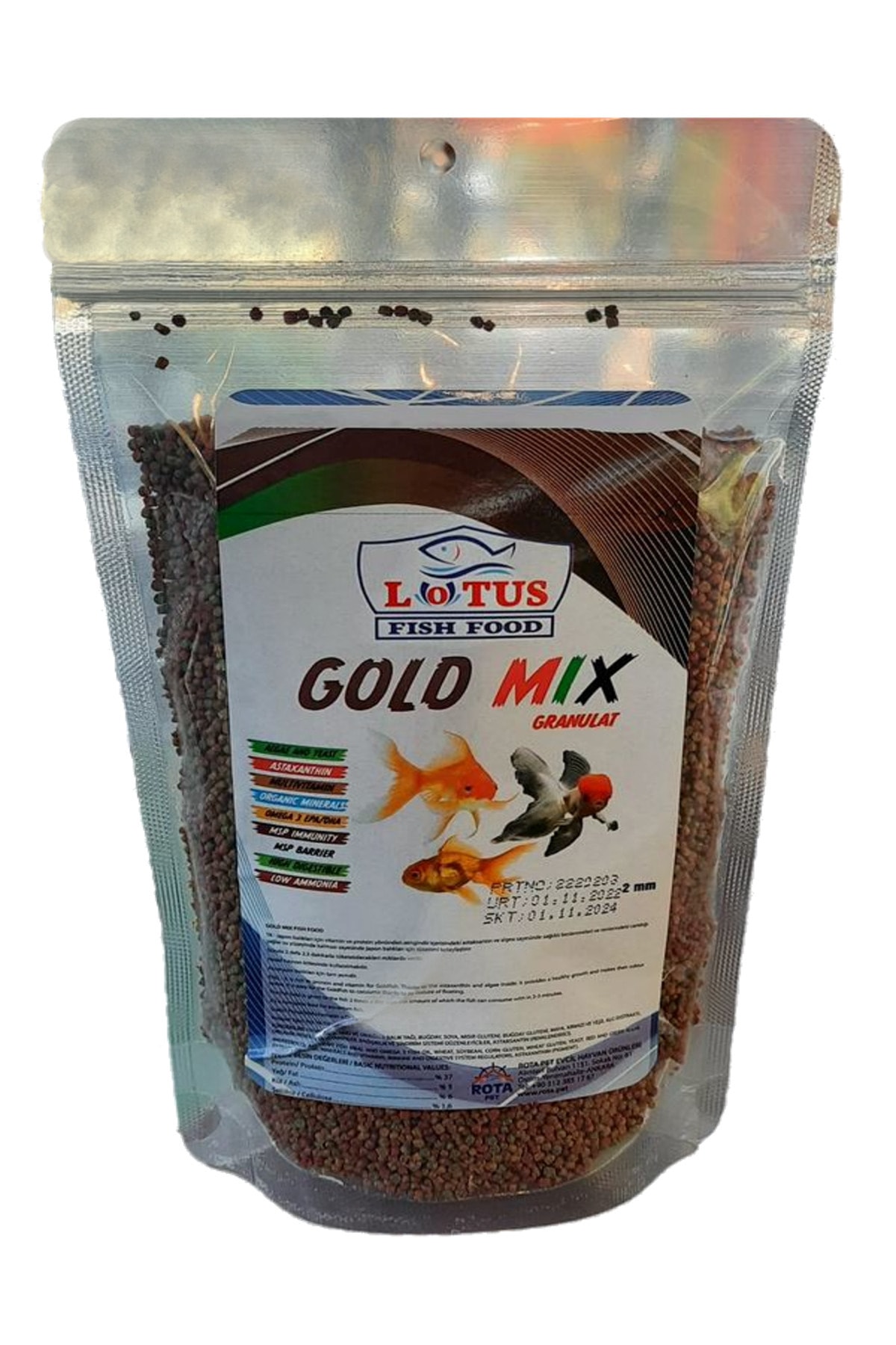 Amore Goldy Mix %37 Yuksek Protein 250 gr Granul Japon Yemi ve 250 gr Lotus Gold Mix ZipPack Poset