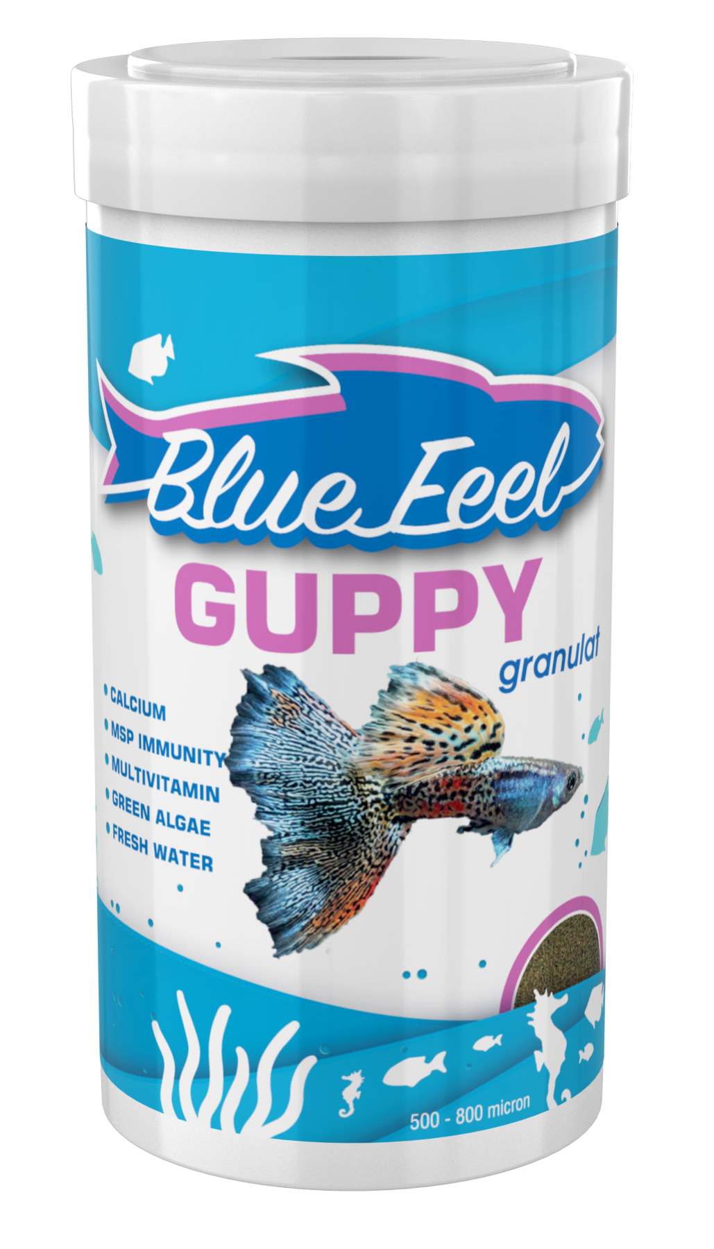 Amore Guppy Mix Granules 250 ml + BlueFeel Guppy Granulat 250 ml Kutu Tropikal Akvaryum Balık Yemi