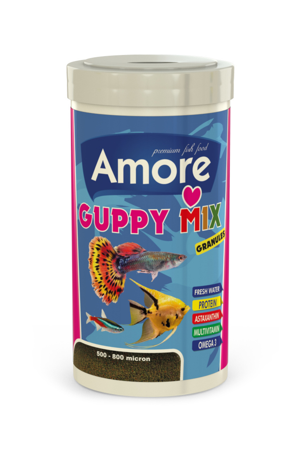 Amore Guppy Mix Granules 250ml, Sera Flora 30gr, Berraklastirici 30cc Akvaryum Balik Yemi Sepeti