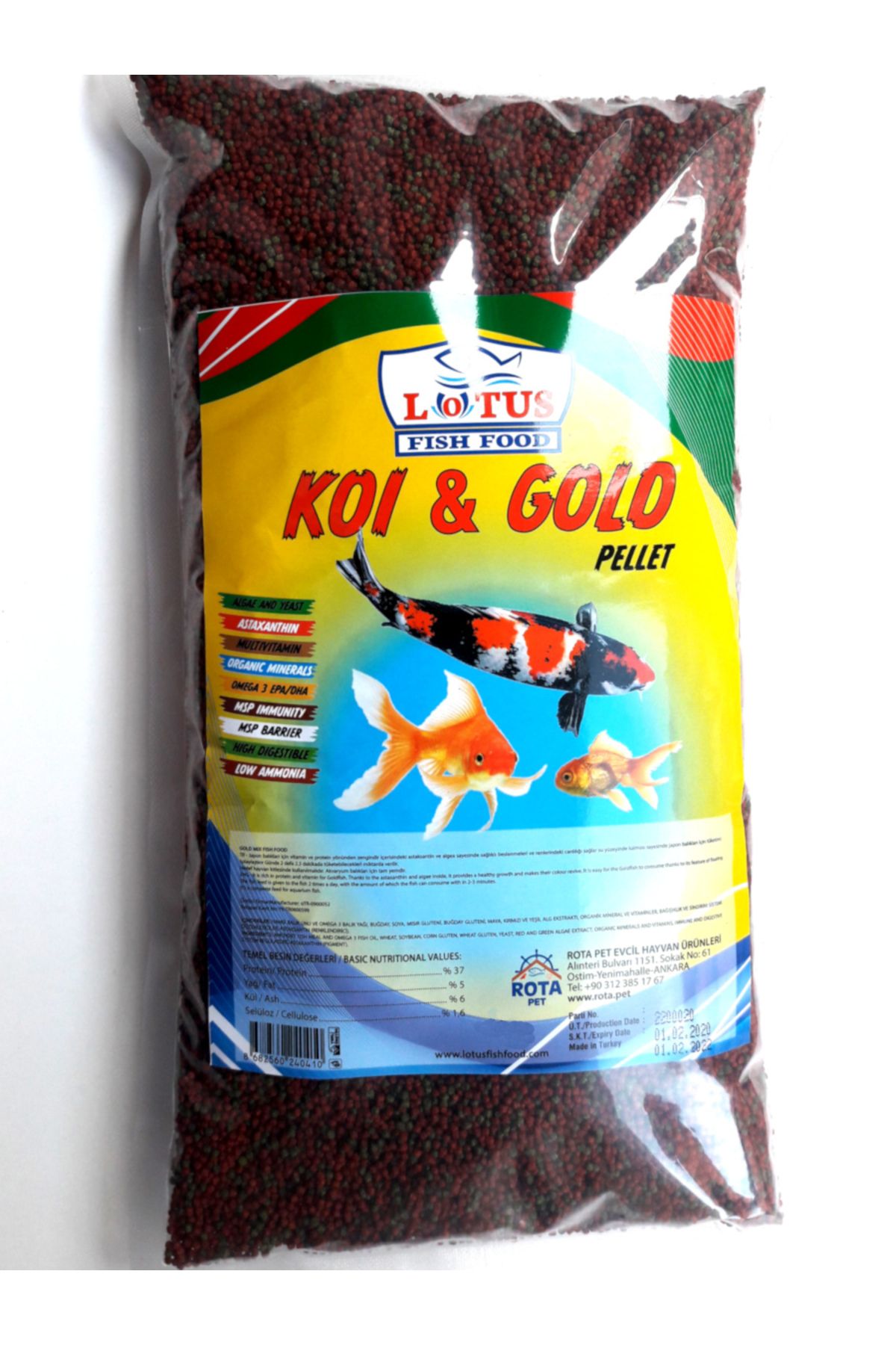 Lotus Kajero 860 gr Poset Japon Baligi Yemi, 125 ml Kutu Goldy Mix Granules, Berraklastirici