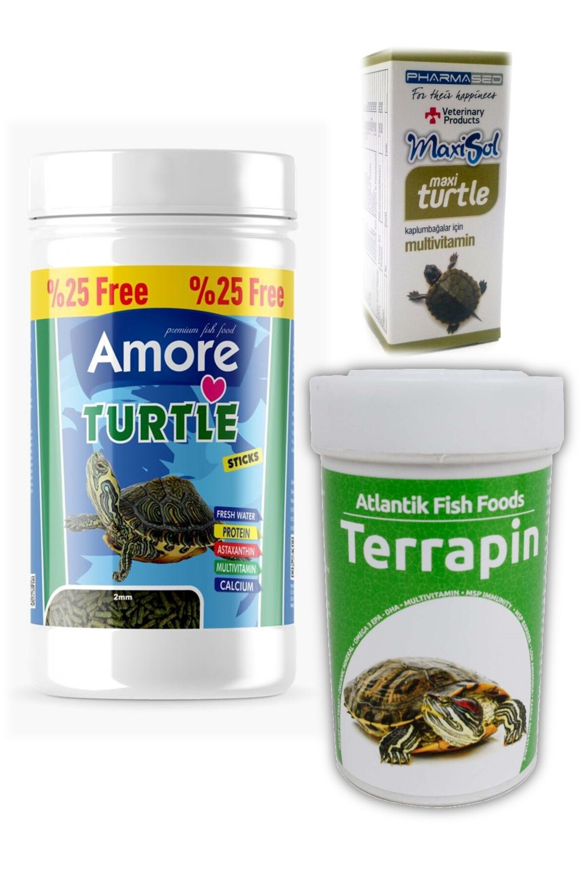 Kaplumbaga Yemi 125ml, terrapin 100 ml, Multivitamin Seti